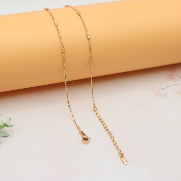 "Rose Gold Plated Beaded Necklace with Adjustable Chain, XPNL0200 - Picture 10 of 13